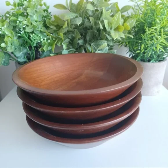 Vintage 1970 Lebanon Supply Co Walnut Bowls | Set of 4 | MCM Fine Wooden Ware - Picture 2 of 7